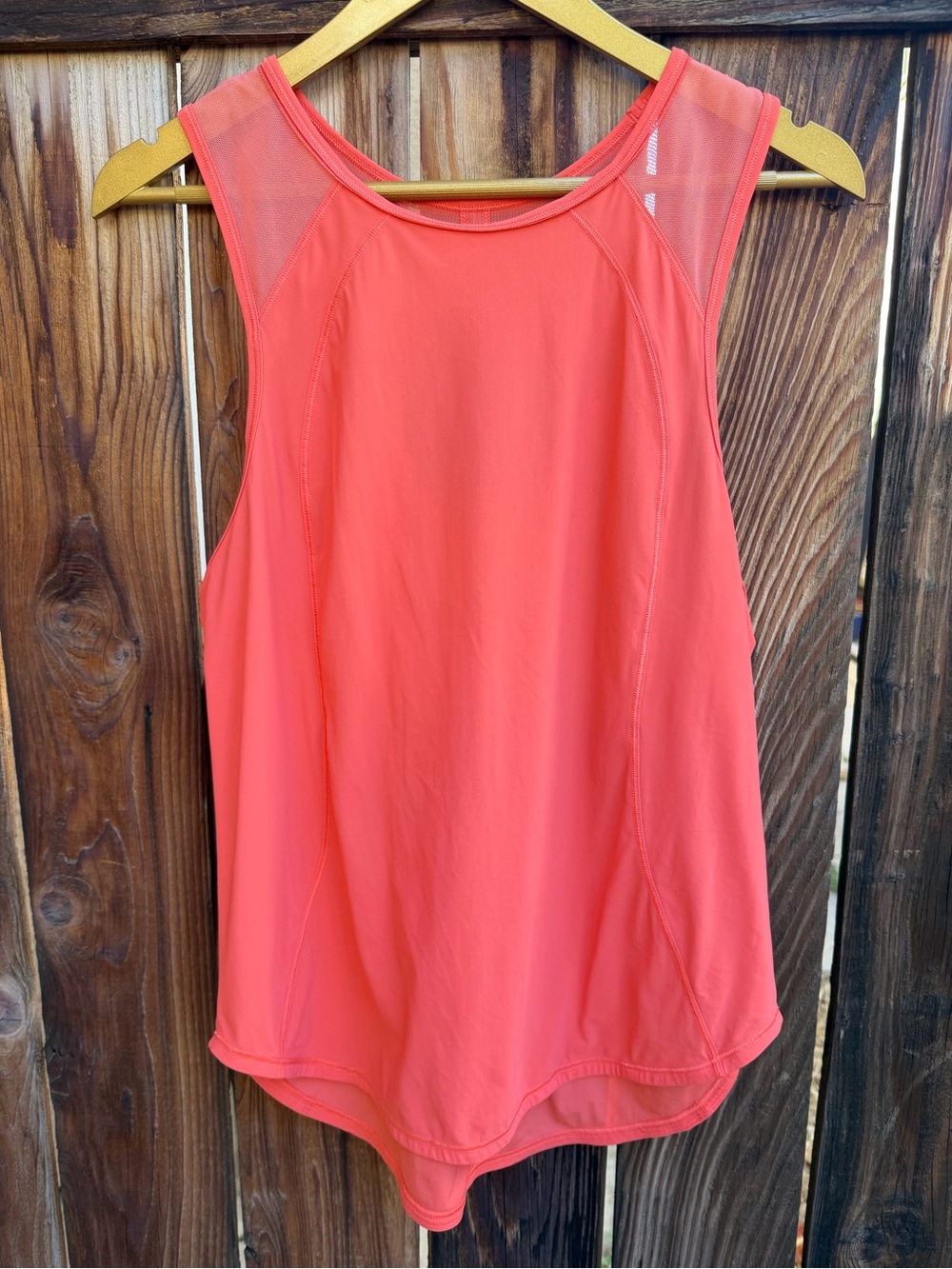 Lululemon Sculpt Tank Top Coral Pink Mesh Shoulder Activewear Size 8